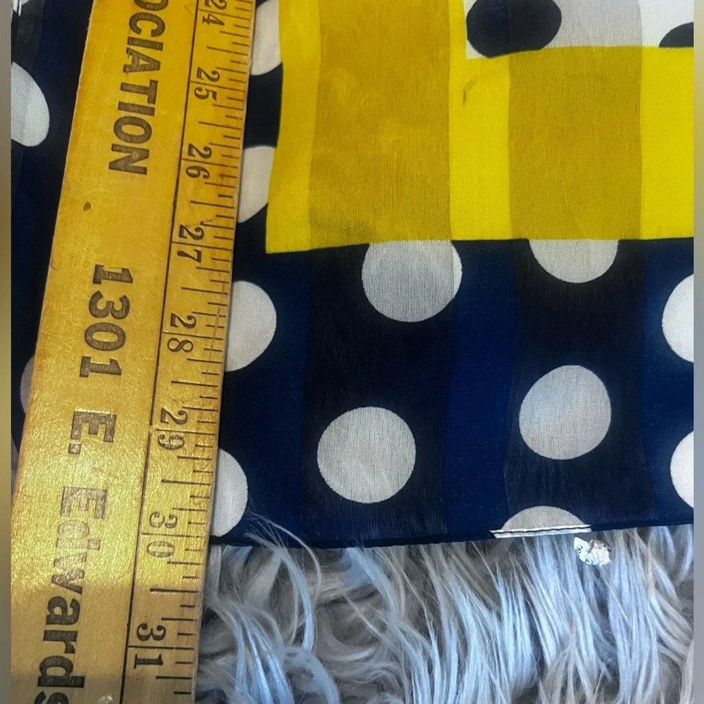 La Trend Polka Dot Scarf with Yellow Border 30x30